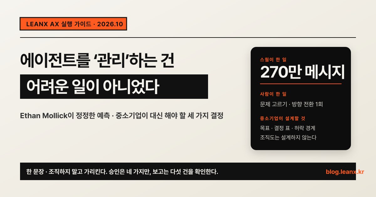 에이전트를 ‘관리’하는 건 어려운 일이 아니었다: Ethan Mollick이 틀렸다고 인정한 것과 중소기업이 대신 해야 할 결정