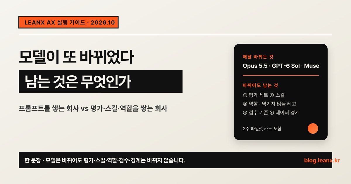 모델이 또 바뀌었다: 프롬프트를 쌓는 회사와 평가·스킬·역할을 쌓는 회사의 차이